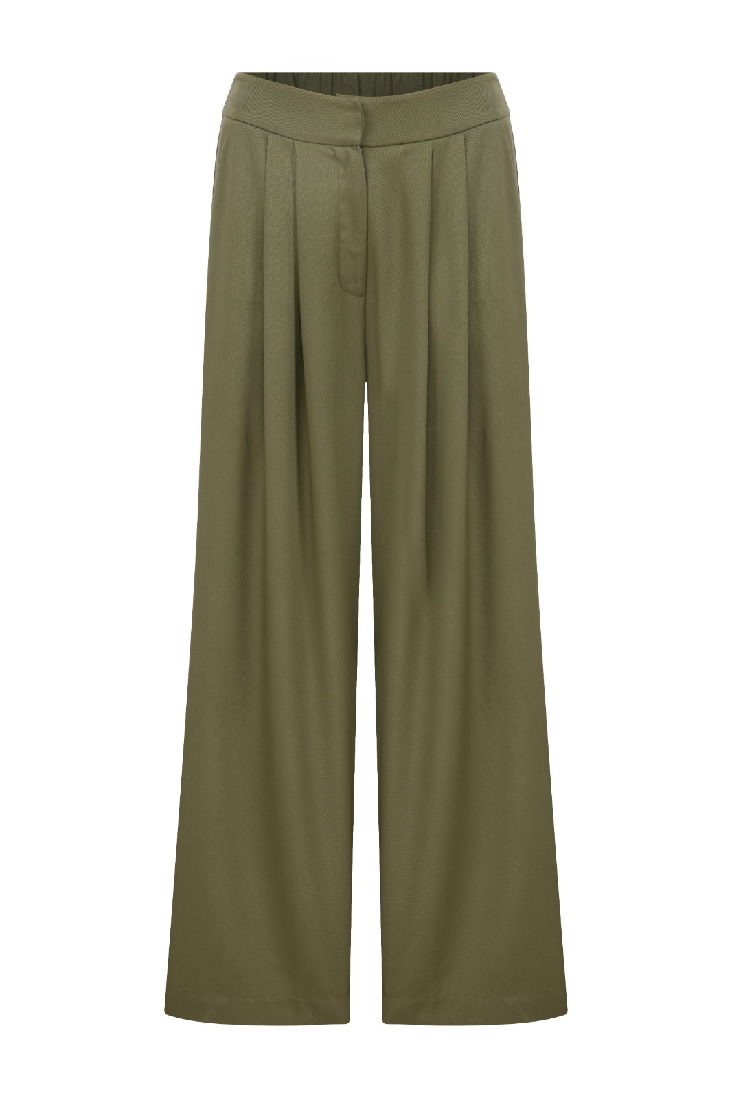 JESSIE Relaxed Fit Tencel Khaki Trousers